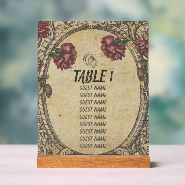 Señal Acrílica Gráficas de asientos clásicas de Boda marrón (Neutral )