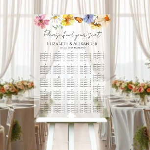 Señal Acrílica Gráfico de asientos acrílicos Boda de flores silve