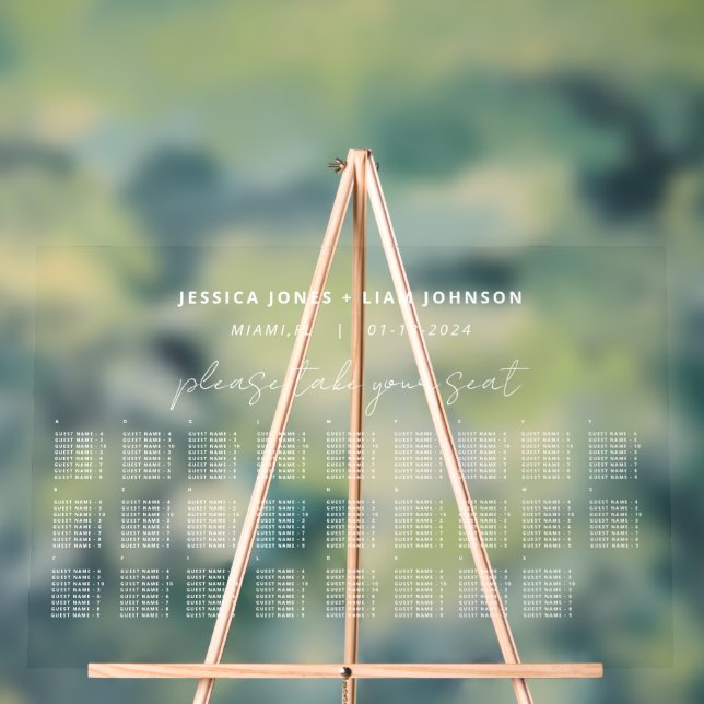 Señal Acrílica Gráfico de asientos alfabéticos boda Rótulo acríli (Neutral )