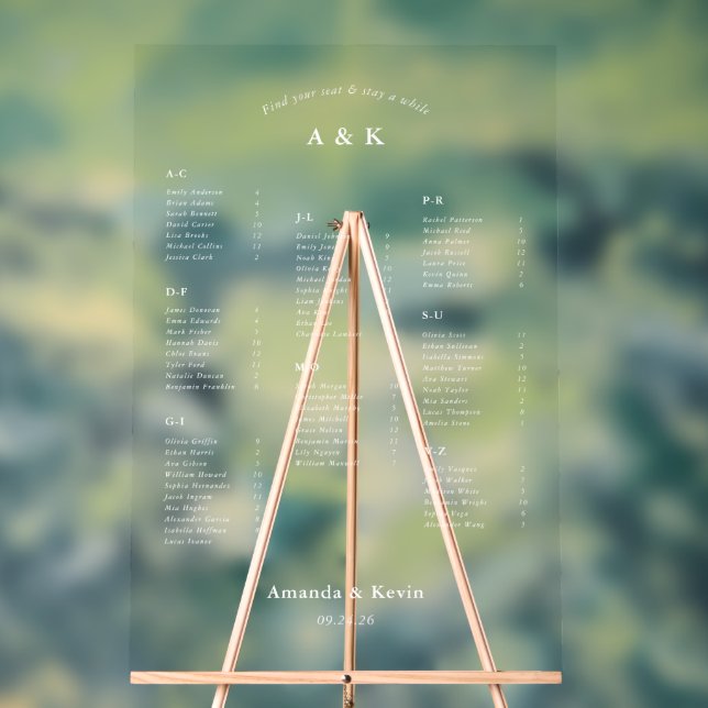 Señal Acrílica Gráfico de asientos Bodas modernos (Neutral )