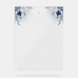 Señal Acrílica gráfico de asientos de bautismo para rosas azules