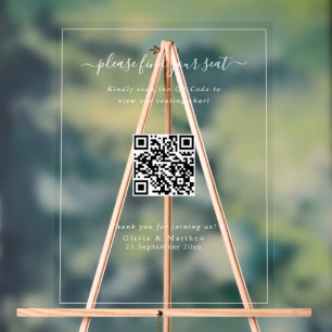 Señal Acrílica Gráfico de Asientos de Boda con Código QR Acrílico