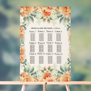 Señal Acrílica Gráfico de Asientos de Boda con Floral Blanco de M