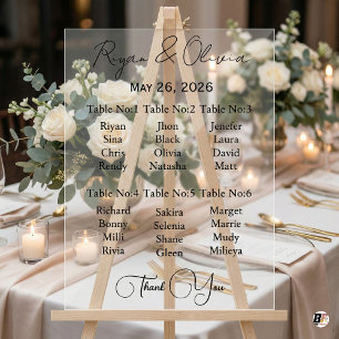 Señal Acrílica Gráfico de Asientos de Boda de Acrílico Minimalist