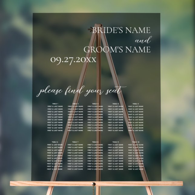 Señal Acrílica Gráfico de asientos de Boda de escarcha negra mini (Neutral )