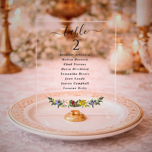 Señal Acrílica Gráfico de asientos de boda floral vintage caprich
