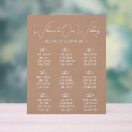 Señal Acrílica Gráfico de Asientos de Boda Minimalista Boho de Te