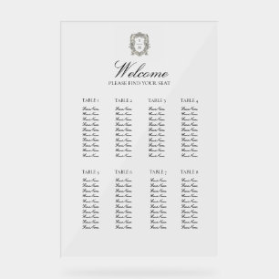 Señal Acrílica Gráfico de Asientos de Boda Minimalista Vintage y