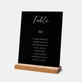 Señal Acrílica Gráfico de asientos de boda negra Tarjeta de mesa 