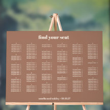 Gráfico de Asientos de Boda Simple Mocha Alfabetic