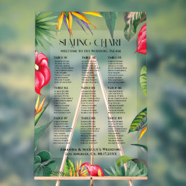 Señal Acrílica Gráfico de Asientos de Boda Tropical