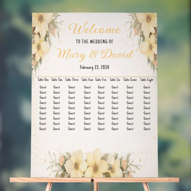 Señal Acrílica Gráfico de Asientos Golden Bloom (Neutral )