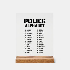 Señal Acrílica Gráfico de Identificación del Alfabeto Policial Có