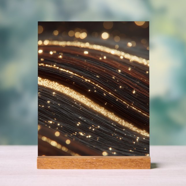 Señal Acrílica Grano de madera oscura de nuez negra con ríos dora (Neutral )