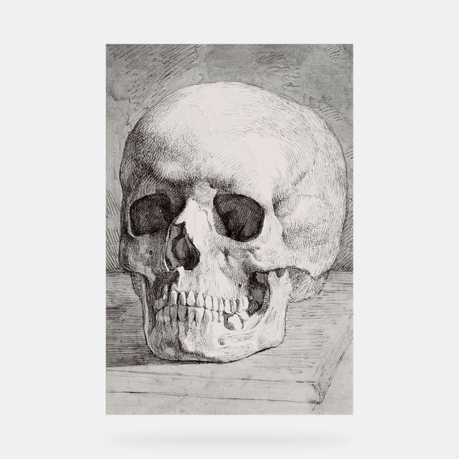 Señal Acrílica Graphic Skull Art: Minimalist & Bold Ink Design (Anverso)