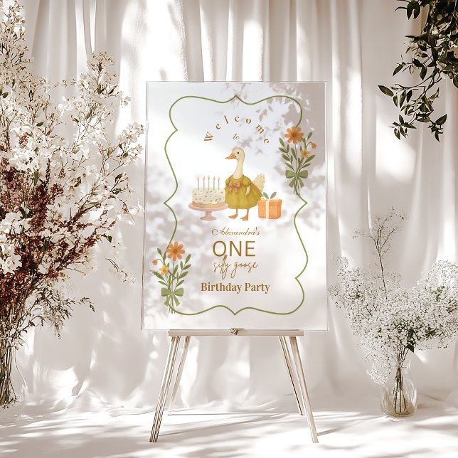 Señal Acrílica  Green Gingham Silly Goose 1st Birthday (Subido por el creador)