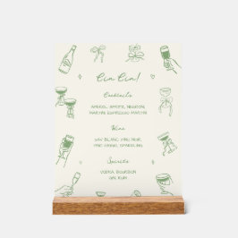 Señal Acrílica Green Hand Drawn Italian Wedding Cin Cin Bar