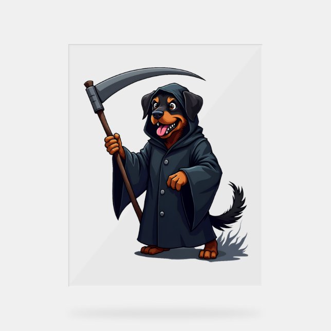 Señal Acrílica Grim Reaper Rottweiler Dog (Anverso)