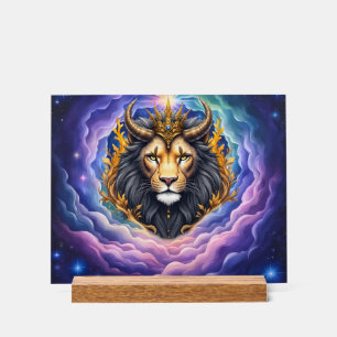 Señal Acrílica Guardianes a la luz de la luna – León cósmico.