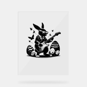 Señal Acrílica Guay Easter Rabbit Jugando Guitarra Cute Bunny Eas