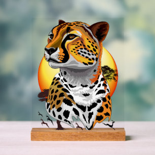Señal Acrílica Guepardo Felino Africano Animal Salvaje