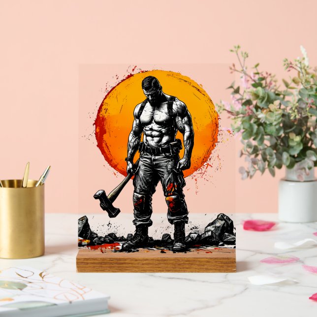 Señal Acrílica guerrero bárbaro fantasía medieval fuerza hummer (Boda)