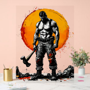 Señal Acrílica guerrero bárbaro fantasía medieval fuerza hummer