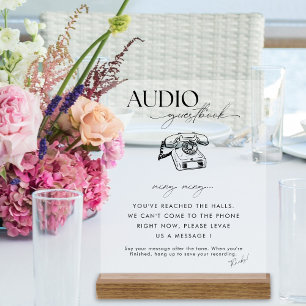 Señal Acrílica Guía de audio del Boda de caligrafía de moda