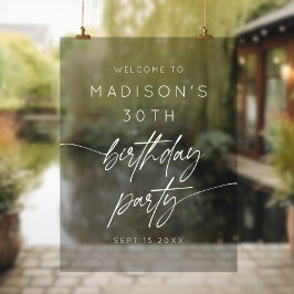 Señal Acrílica Guión blanco de bienvenida al Fiesta mínimo de 30 