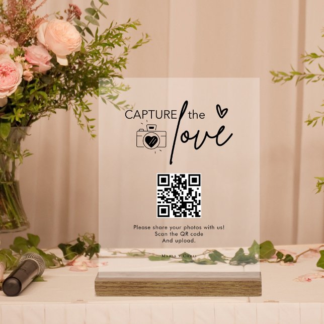 Señal Acrílica Guión Boda moderno Captura el código QR de amor (Subido por el creador)