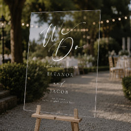 Señal Acrílica Guión de Caligrafía Chic Hacemos Bienvenida de Bod