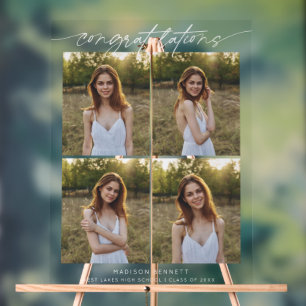 Señal Acrílica Guión de la fiesta de graduación Collage de 4 foto