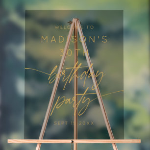 Señal Acrílica Guión de oro mínimo de bienvenida al Fiesta de cum