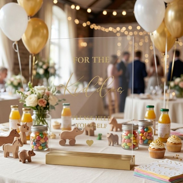 Señal Acrílica Guión dorado para los niños favoritos de la boda (Subido por el creador)