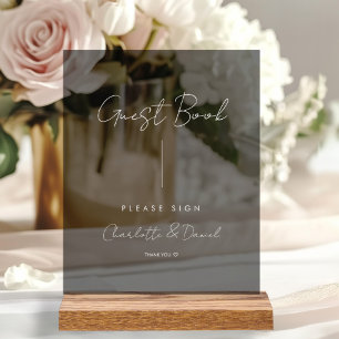Señal Acrílica Guión elegante, Minimal, Heart, Guestbook