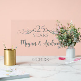 Señal Acrílica Guión simple Personalizado 25º aniversario Boda