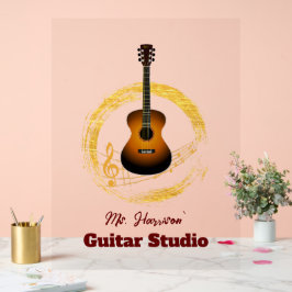 Señal Acrílica Guitar Studio Elegante Rótulo acrílico transparent