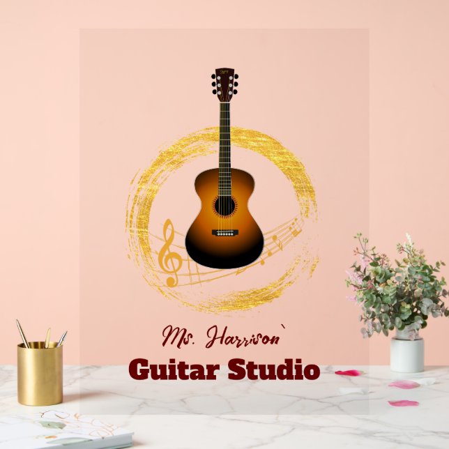 Señal Acrílica Guitar Studio Elegante Rótulo acrílico transparent (Boda)