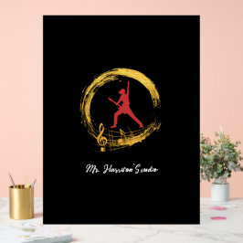 Señal Acrílica Guitar Studio Rótulo acrílico negro moderno