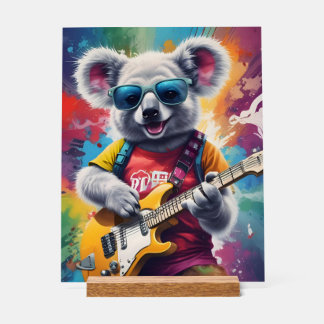 Señal Acrílica Guitarra de Koala, grafitis de rock