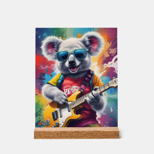 Señal Acrílica Guitarra de Koala, grafitis de rock