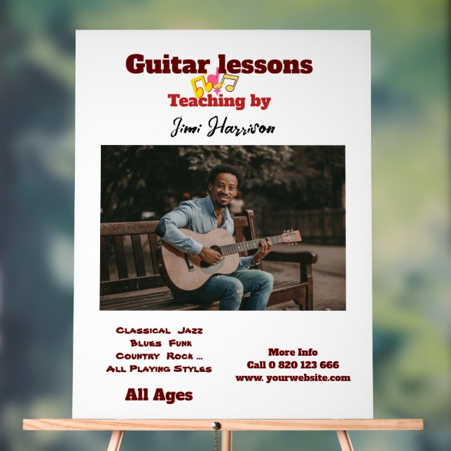 Señal Acrílica Guitarra Teacher Rótulo acrílico personalizado (Neutral )