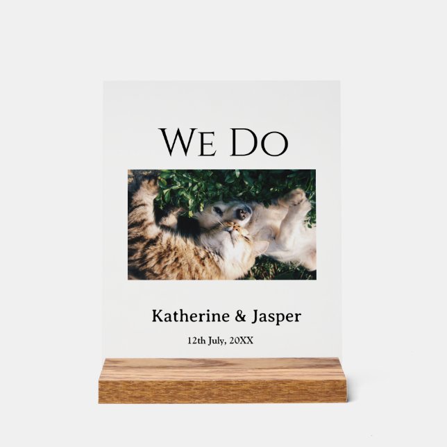 Señal Acrílica Hacemos boda compromiso mascota nombre foto fecha  (Anverso)