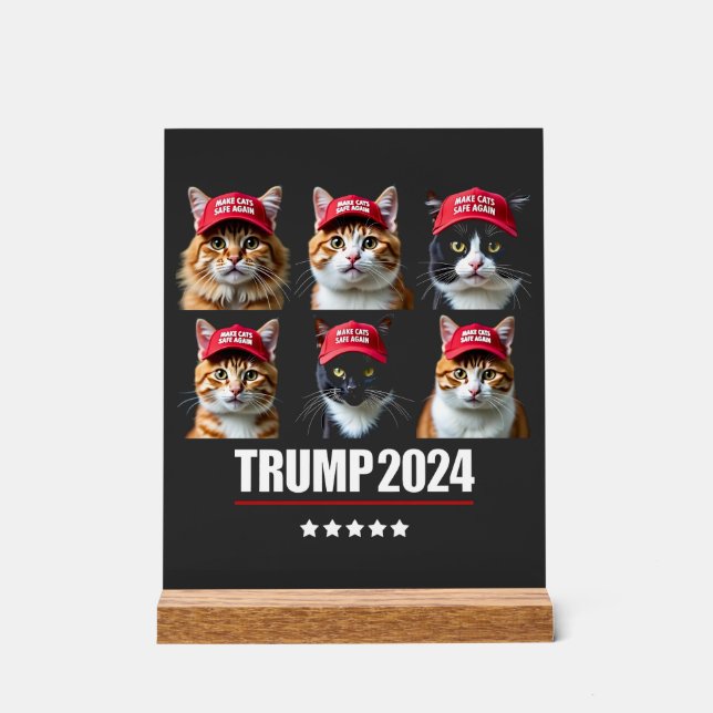 Señal Acrílica Hacer que los gatos vuelvan a estar seguros Maga l (Anverso)