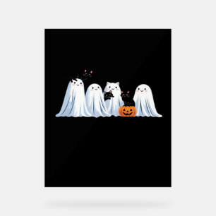 Señal Acrílica Halloween con fantasmas y gatos negros - Mares esp