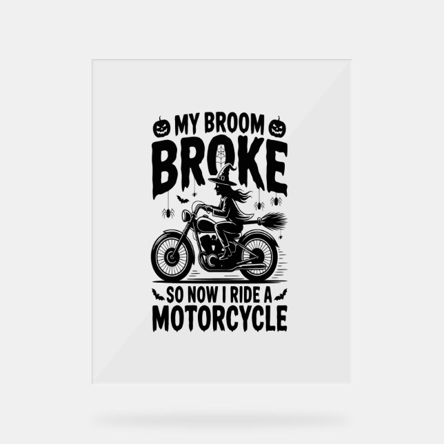 Señal Acrílica Halloween de la motocicleta Witch Riding (Anverso)
