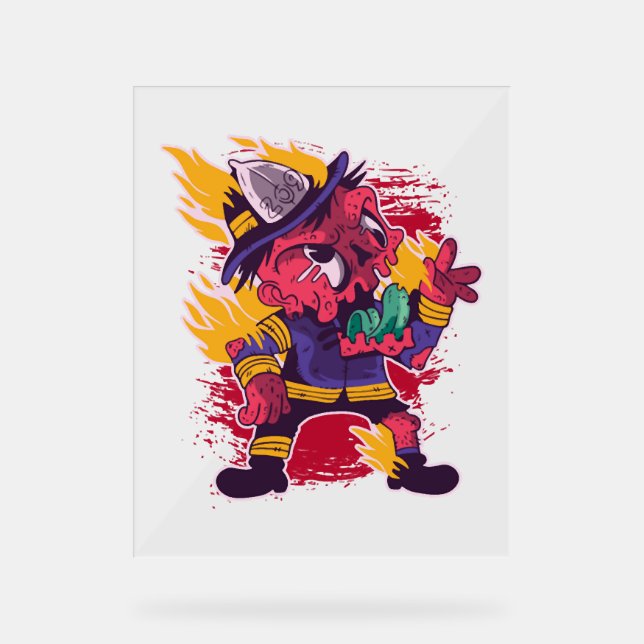 Señal Acrílica Halloween Feliz disfraz de bombero de Halloween (Anverso)