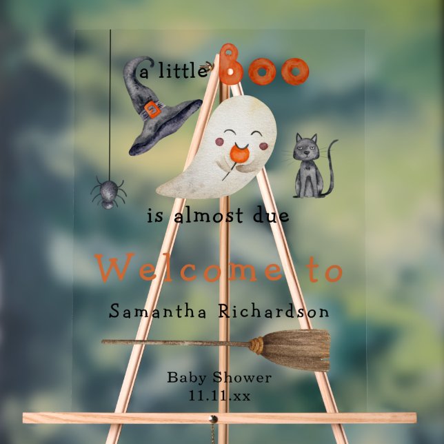 Señal Acrílica Halloween Ghost Bienvenida a la ducha bebé