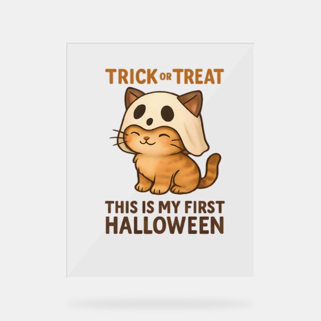 Señal Acrílica Halloween, Gorra de brujas del gato Pastel de  (Anverso)