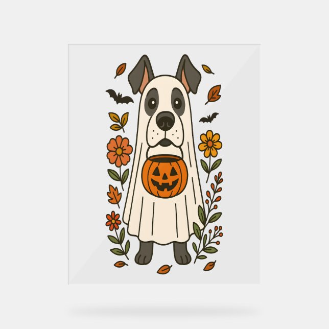 Señal Acrílica Halloween Great Dane Flowers (Anverso)